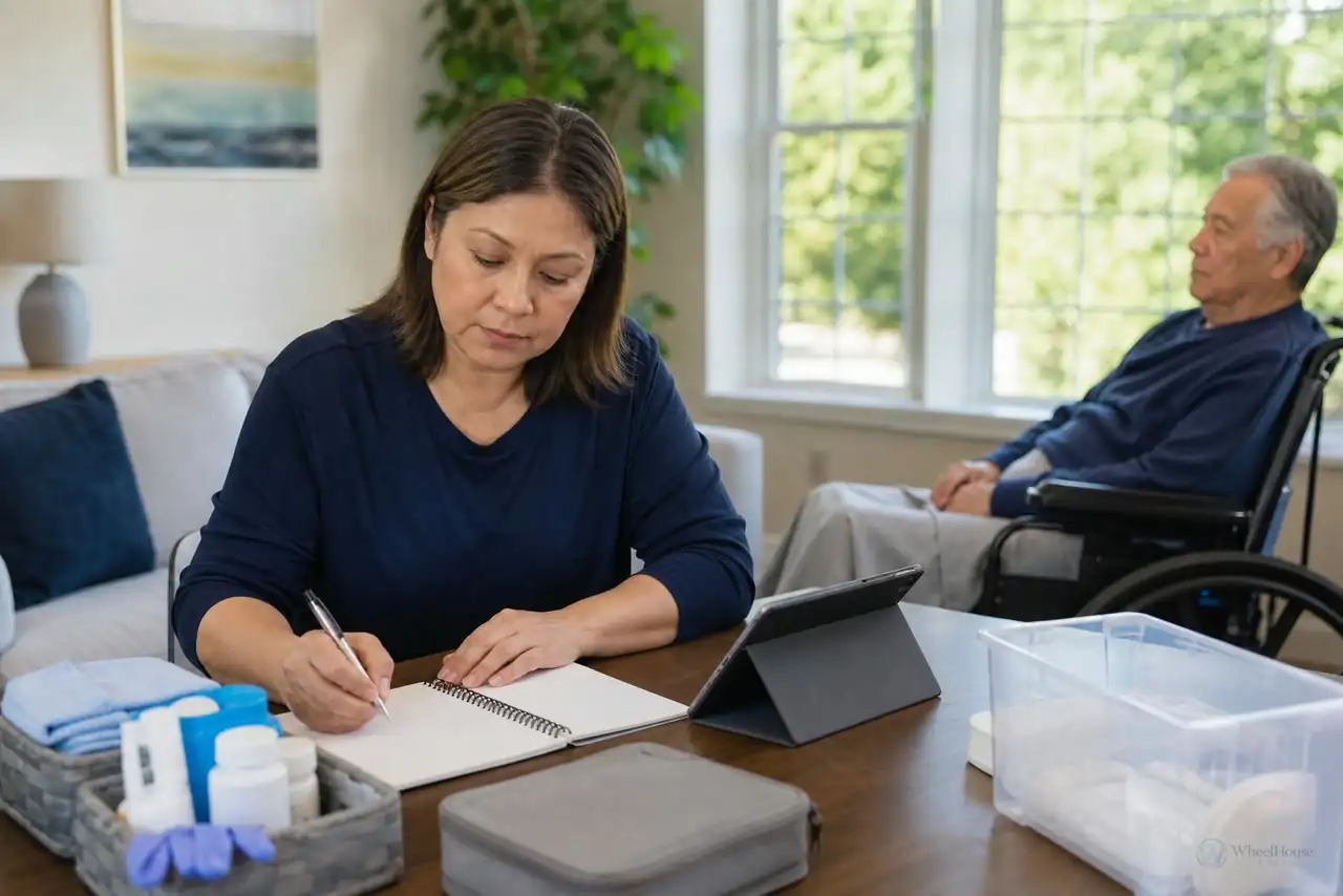 Patient preparing practical notes for preventing pressure injuries for a caregiver
