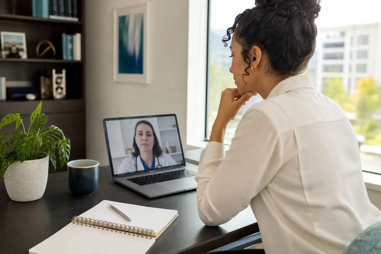 Patient preparing practical notes for concierge telehealth arlington ballston