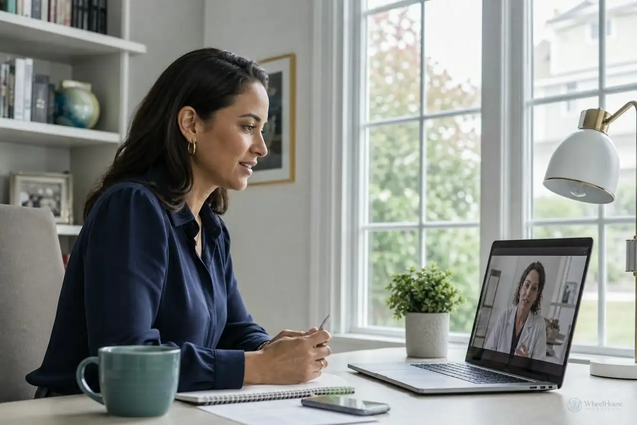 Patient preparing practical notes for concierge telehealth tysons va