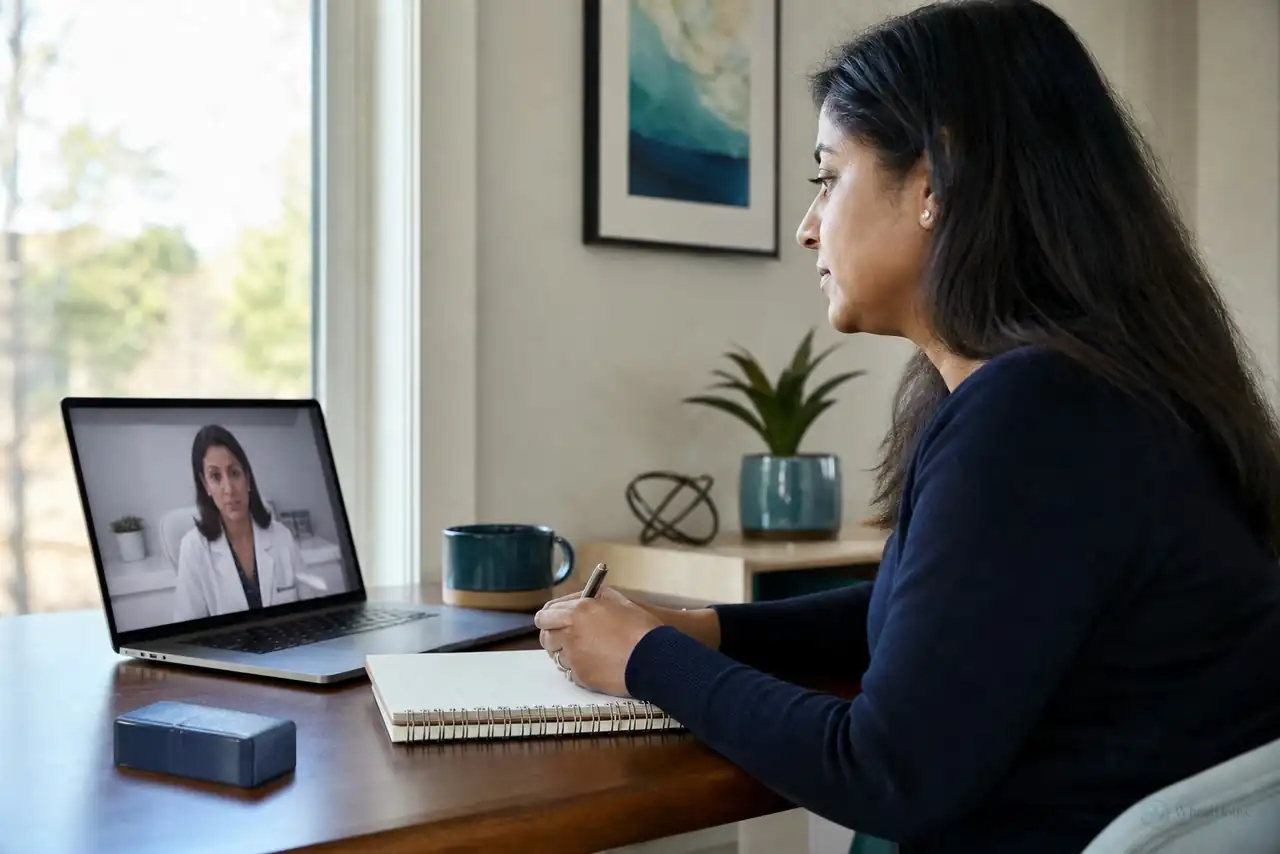 Patient preparing practical notes for same-day telehealth appointments in Virginia
