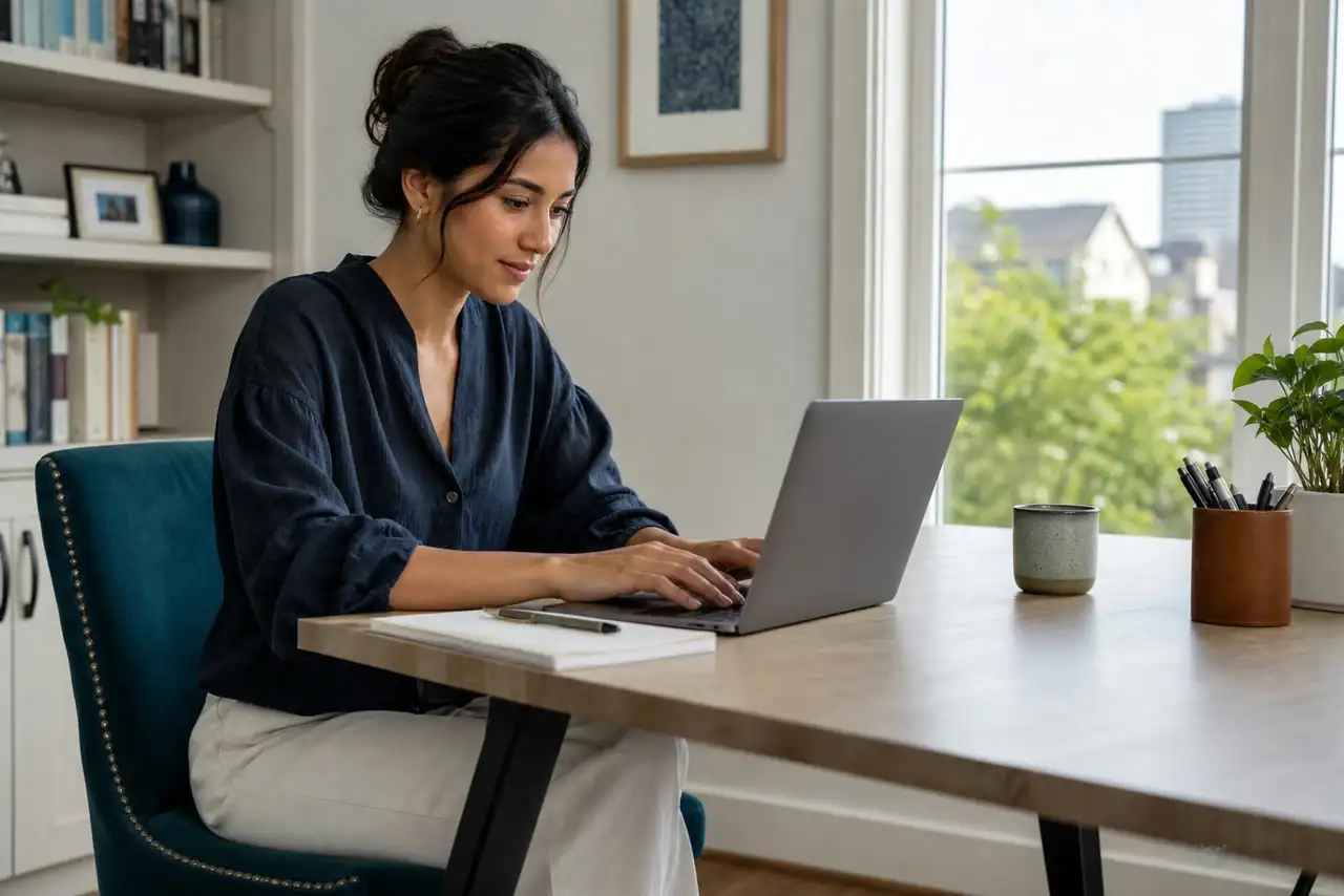 Employee reading clear healthcare benefit information on a laptop