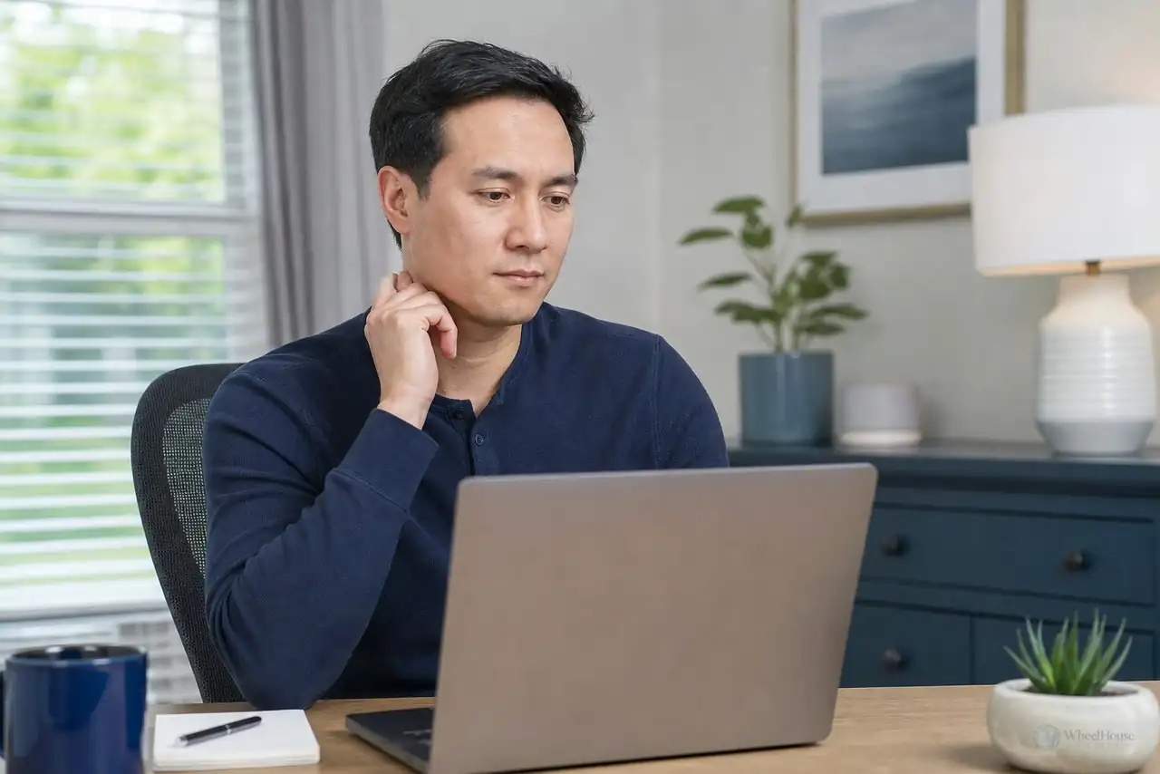 Employee joining a routine telehealth appointment from a private home workspace