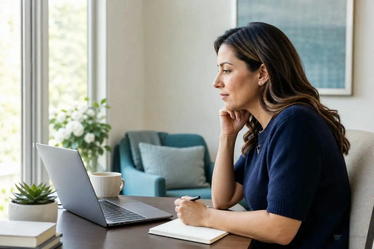 Patient ready for a virtual healthcare conversation with notes about payment questions