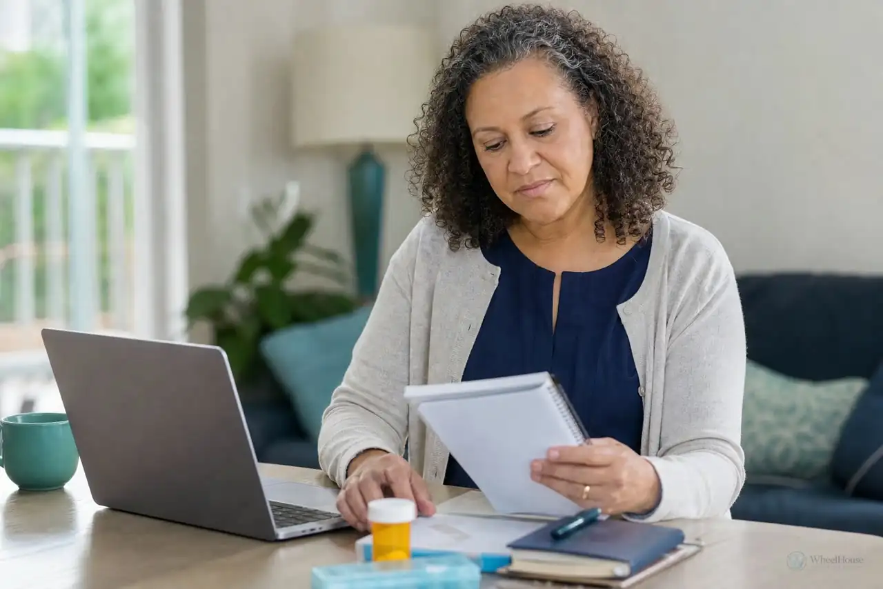 Patient preparing practical notes for plain-English healthcare communication