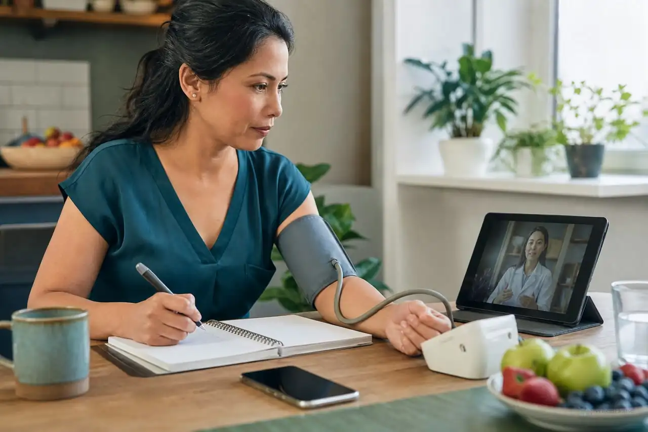 Patient preparing practical notes for everyday prevention and health habits