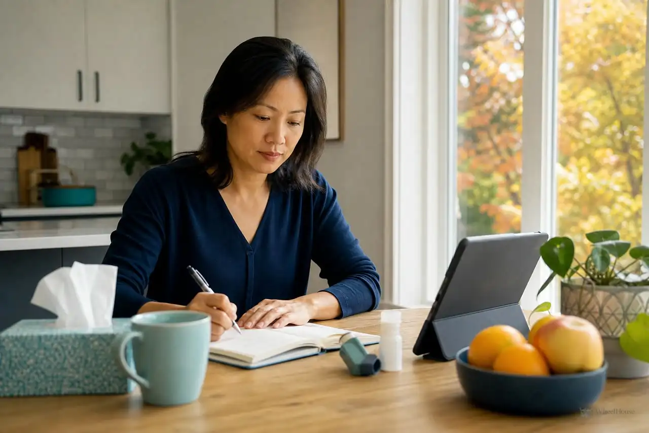 Patient preparing practical notes for fall allergy planning in Northern Virginia