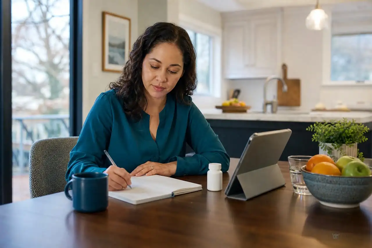 Patient preparing practical notes for cold and flu season preparation