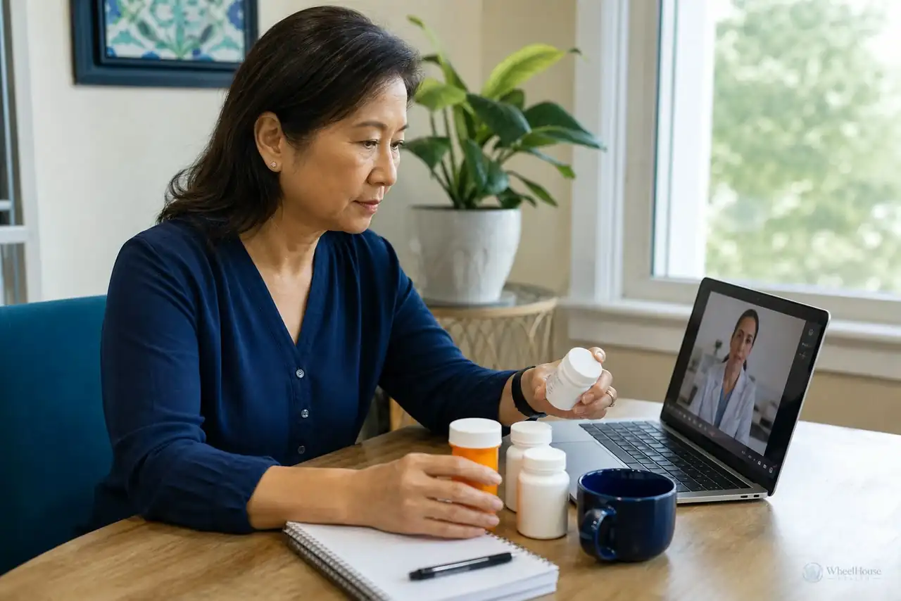 Patient preparing practical notes for ibuprofen and acetaminophen choices