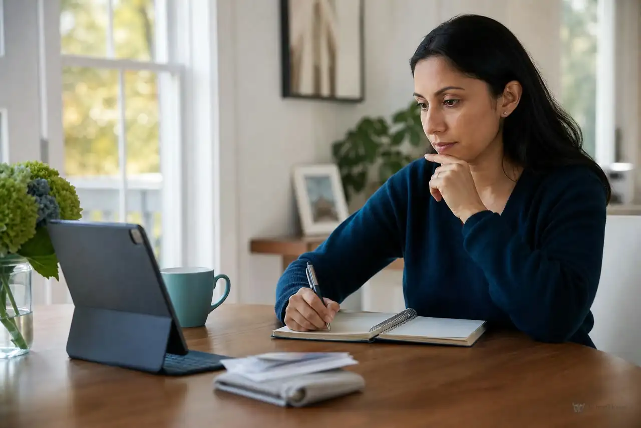 Patient preparing practical notes for irregular periods