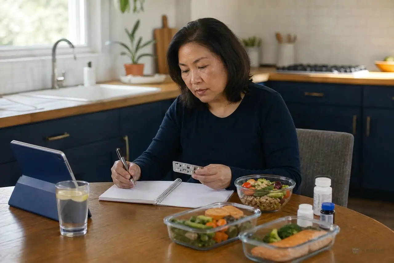 Patient preparing practical notes for everyday prevention and health habits