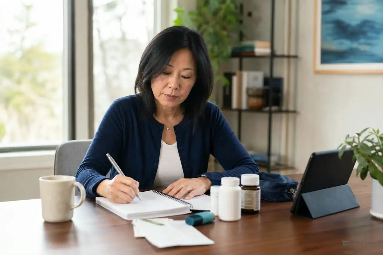 Patient preparing practical notes for osteoporosis prevention