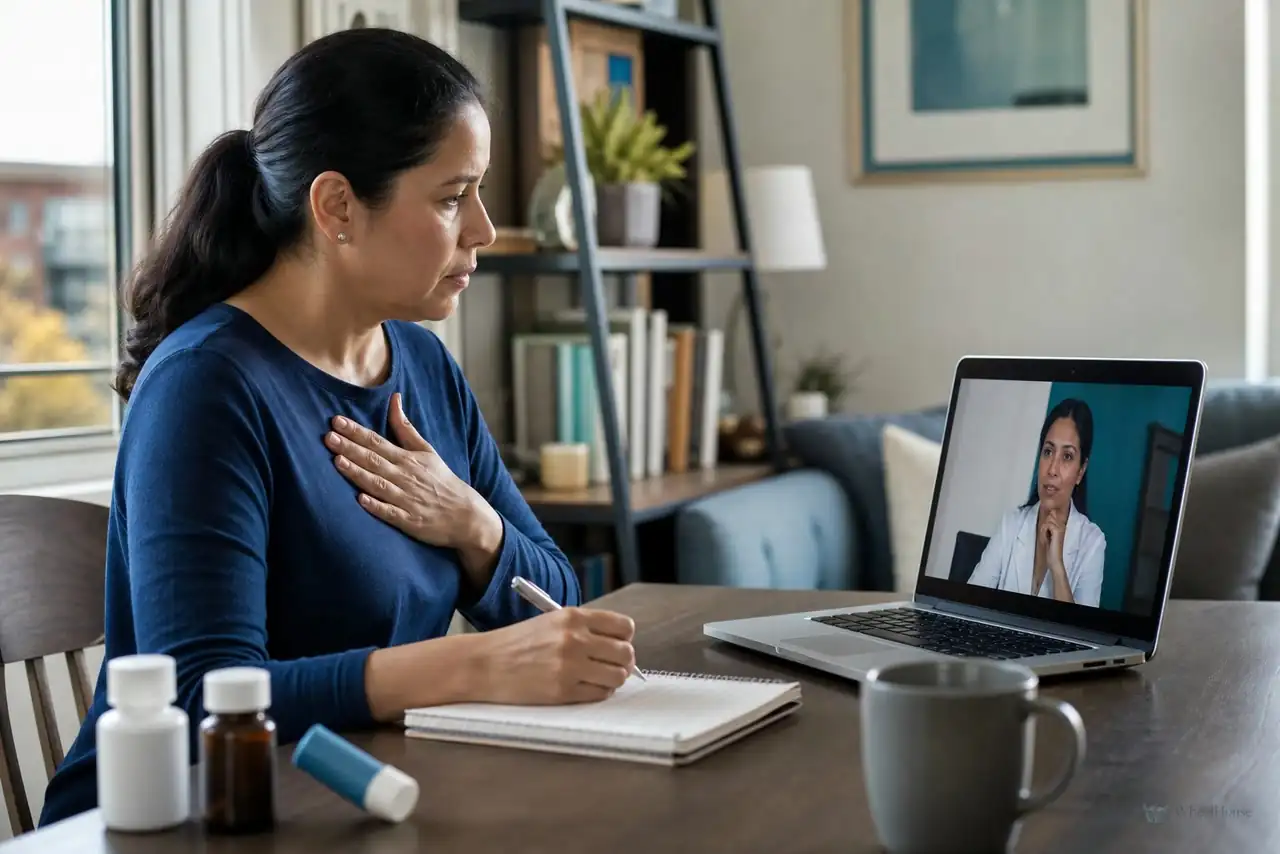 Patient preparing practical notes for shortness of breath