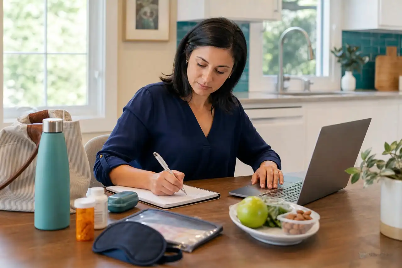 Patient preparing practical notes for everyday prevention and health habits