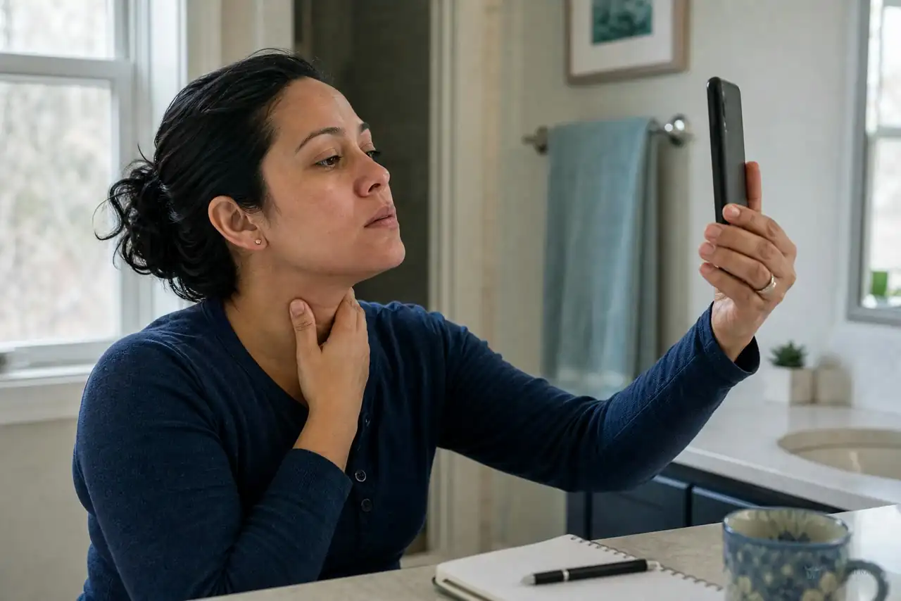 Patient preparing practical notes for sore throat and strep questions