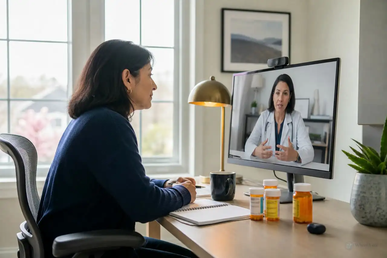 Patient preparing practical notes for telehealth primary care bristow va