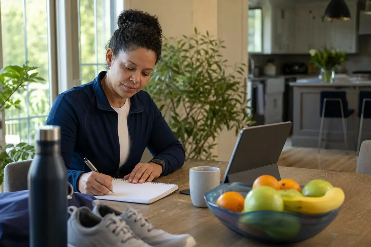 Patient preparing practical notes for everyday prevention and health habits