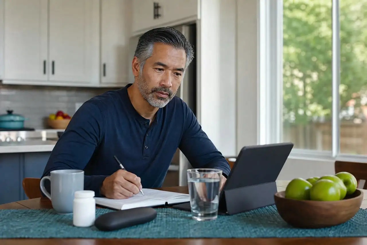 Patient preparing practical notes for preventive screening decisions