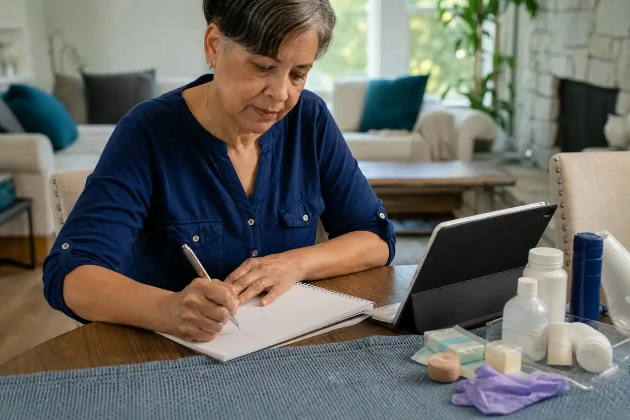 Patient preparing practical notes for wound debridement