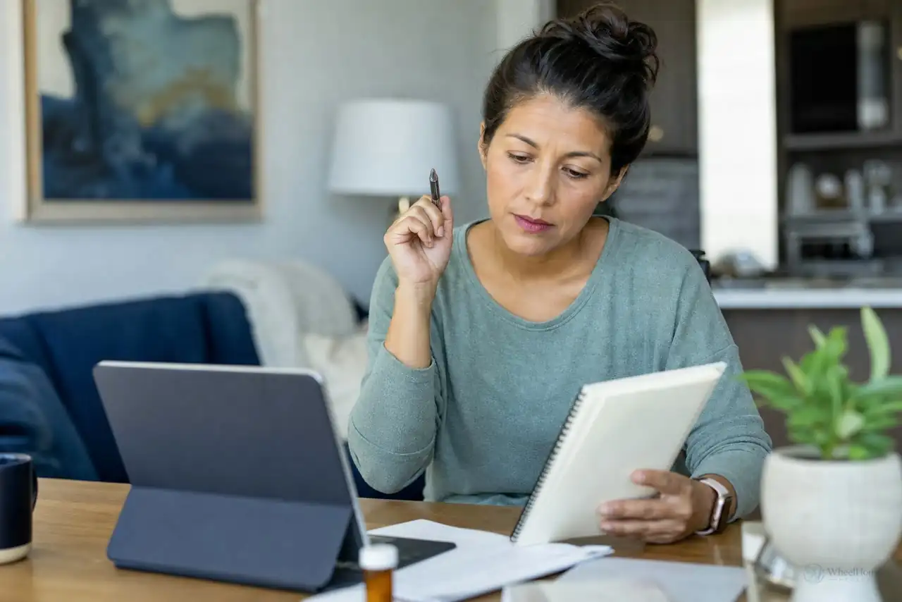 Patient preparing practical notes for choosing between telehealth, urgent care, and emergency care