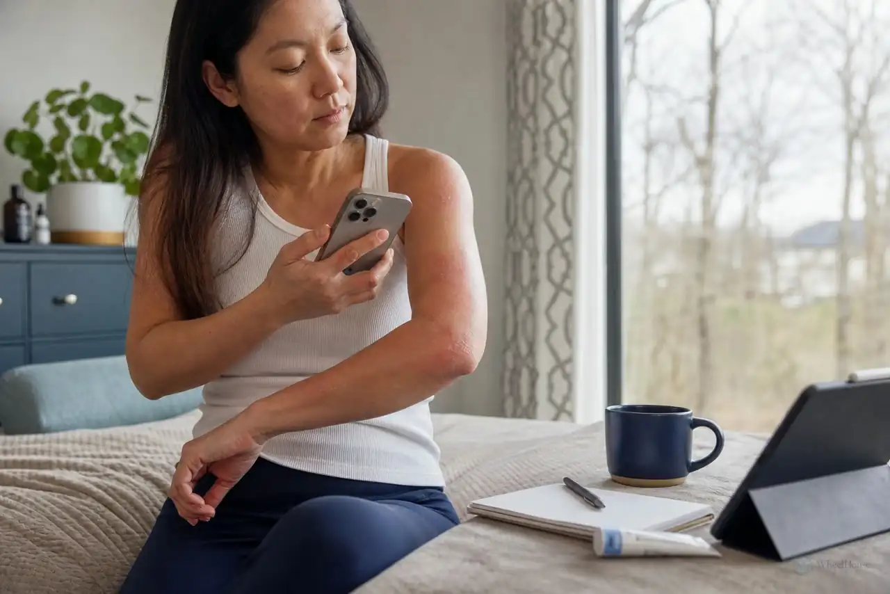 Patient preparing practical notes for eczema that worsens in winter