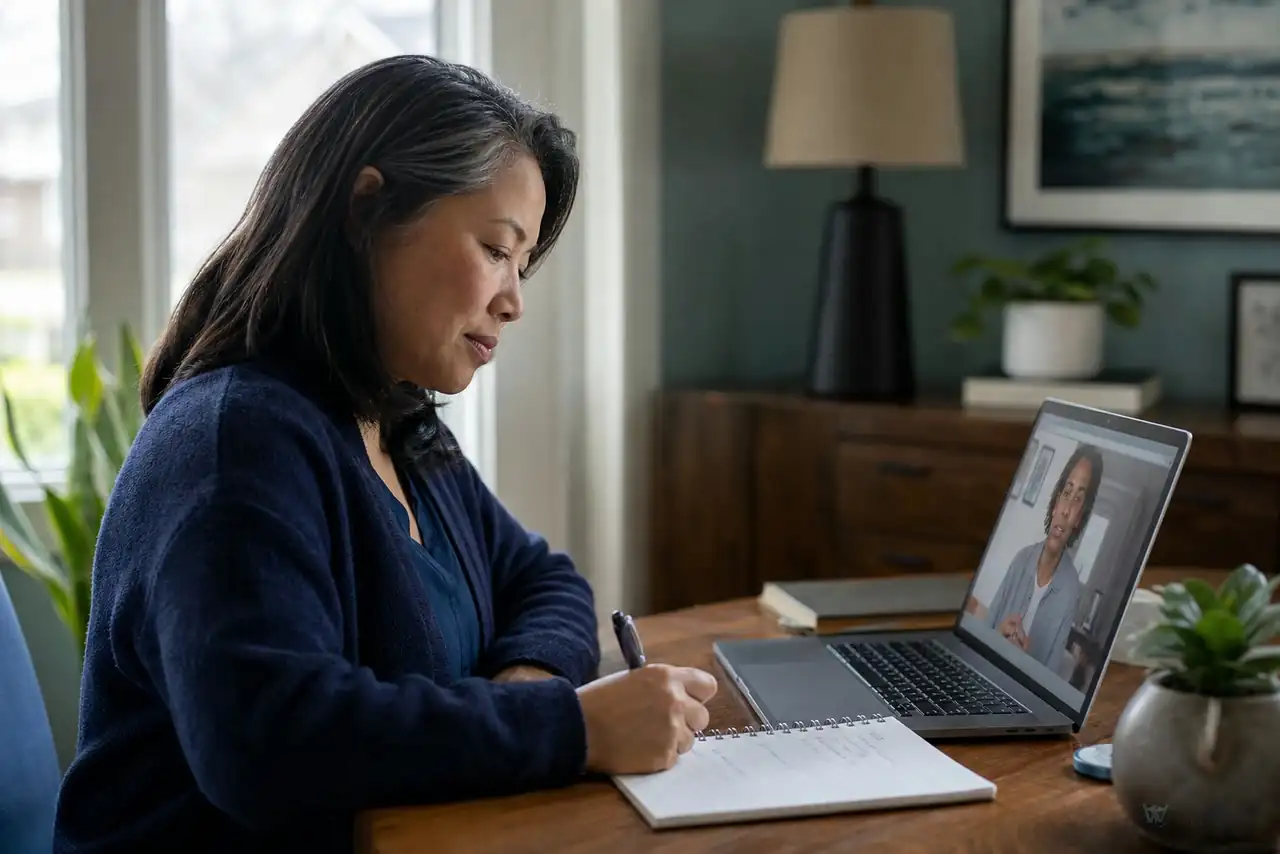 Patient preparing practical notes for insomnia
